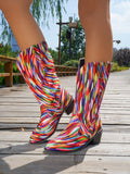 Expertly crafted for the fashion-forward woman, our Bold & Beautiful cowboy boots add a pop of color and a touch of height to any outfit. Made with a chunky heel and durable materials, these boots are both stylish and functional. Embrace your bold side with these statement-making boots.