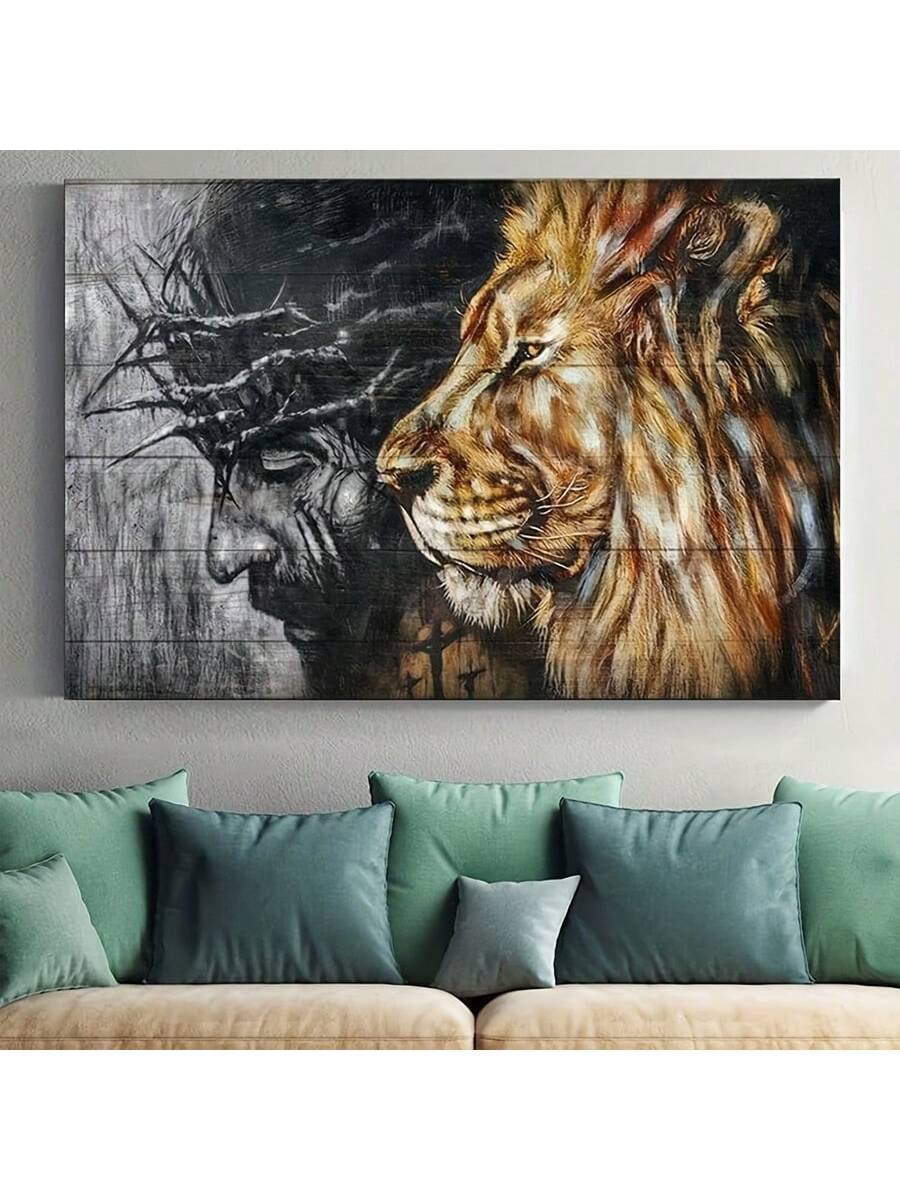 Unleash the power of boldness and inspiration in your home with this Bold Canvas Print featuring Jesus and a fierce lion in a graffiti-inspired design. Perfect for adding a touch of edginess to your decor, this print is sure to make a statement and inspire all who see it.