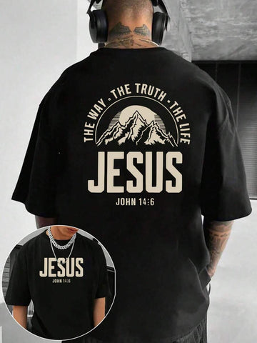 Show your faith with a fun twist in the Bold Faith Men's Christian T-Shirt. Featuring "THE WAY THE TRUTH THE LIFE" boldly paired with a striking mountain design, this tee is perfect for believers who love a bit of adventure and inspiration. Comfortable, stylish, and full of meaning, it's a great gift to spread positive vibes and faith wherever you go.
