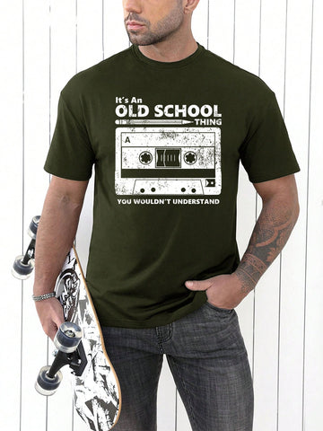 This bold and eye-catching men's tape slogan graphic tee is a stylish addition to any wardrobe. Made with high-quality materials and a unique design, this tee is sure to make a statement. Perfect for casual or dressed-up looks, this tee is a must-have for any fashion-forward individual.