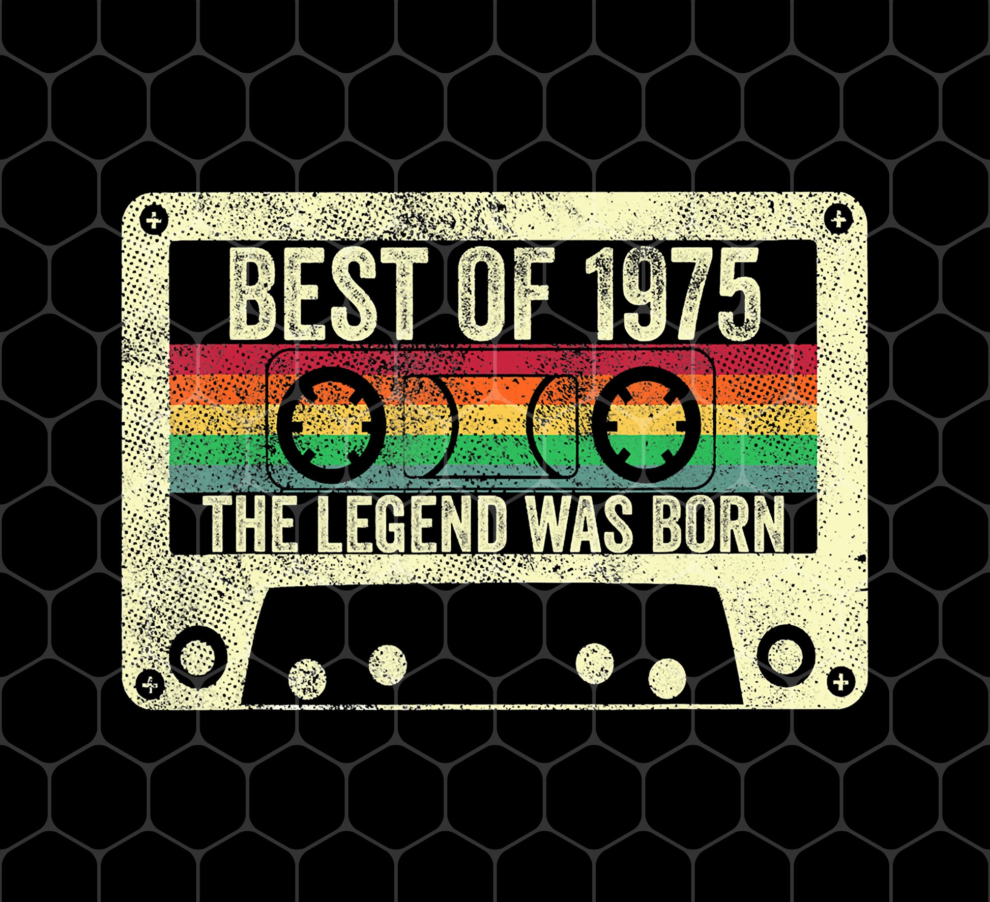 Born In 1975, Birthday Gift Vintage, Legend Retro, Love Cassette Gift, Png Sublimation, Digital File