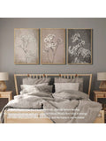 Bring a fresh burst of nature indoors with this playful set of three framed canvas prints. Featuring modern Nordic floral designs in soothing beige tones, these artworks add a charming touch to any home or dorm room. Perfect for brightening up your space with subtle elegance and a hint of botanical bliss!