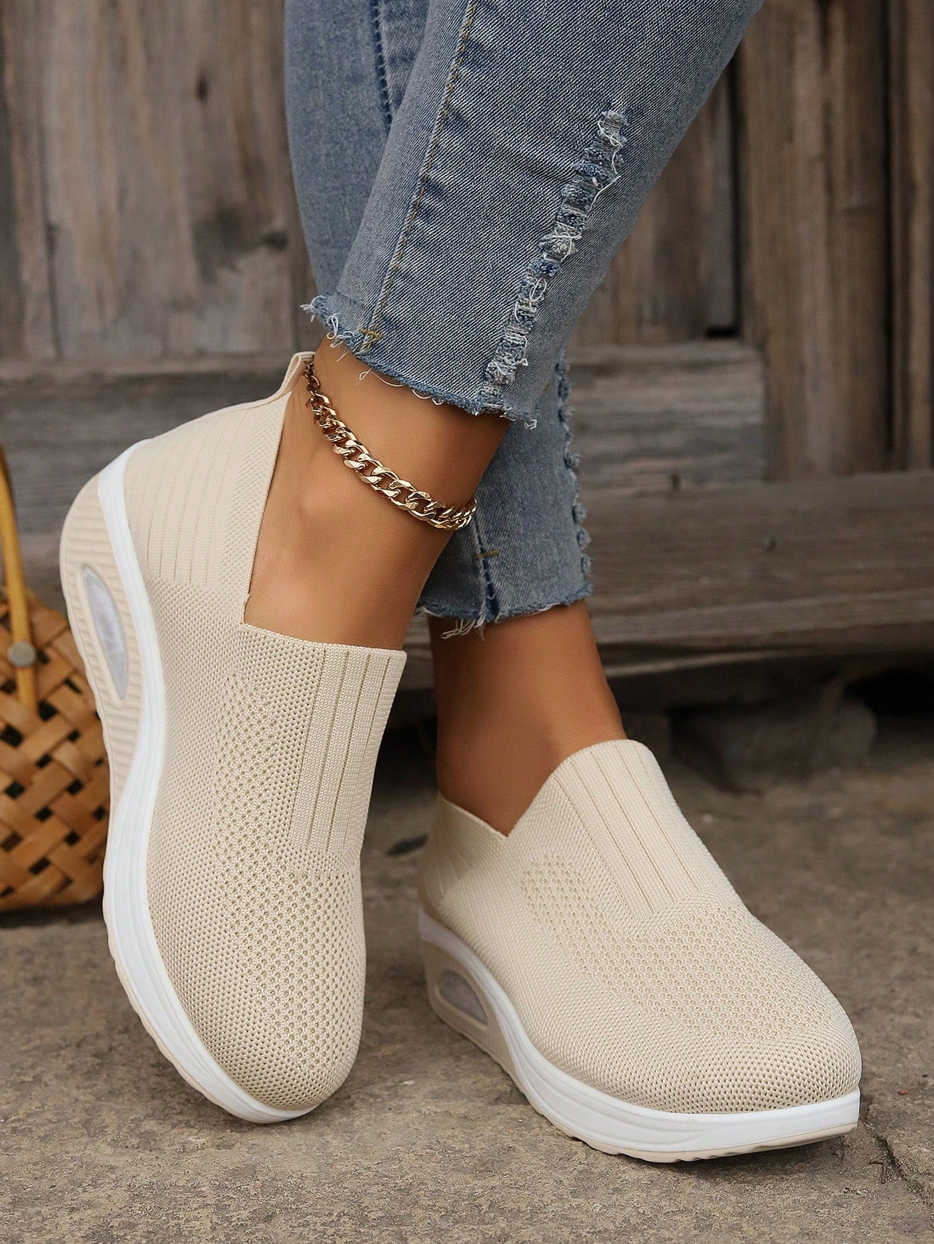 Stay cool and stylish with Breathable Comfort lightweight mesh slip-on sneakers. The thick platform sole provides extra cushioning, making every step comfortable and easy. Perfect for any casual outfit, these sneakers offer both style and functionality.
