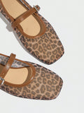 Get ready to step out in style with our Breathable Leopard Print Flat Sandals for Women! These lightweight Mary Jane ballet flats not only add a touch of quirkiness with their leopard print design, but they also feature a square toe and casual slip-on design for ultimate comfort. Perfect for any casual occasion.
