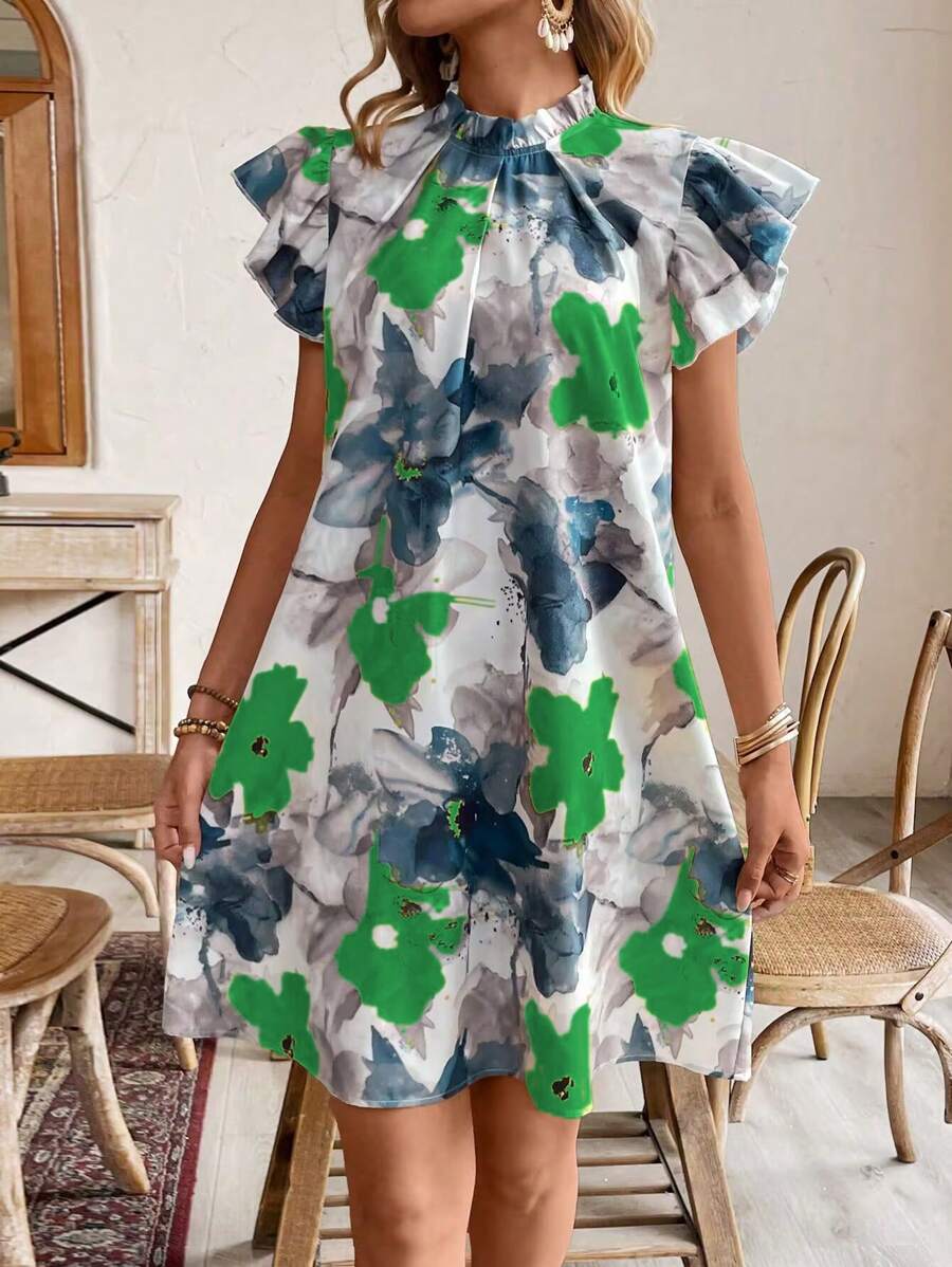 Get ready to breeze through your vacation in style with our Breezaya Floral Print Ruffled Sleeve Dress. This fashionable and playful outfit will make you stand out on the beach with its vibrant floral print and trendy ruffled sleeves. Perfect for a fun and carefree getaway. (Don't forget your sunnies!)