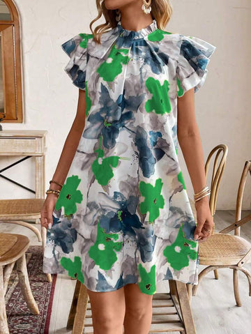 Get ready to breeze through your vacation in style with our Breezaya Floral Print Ruffled Sleeve Dress. This fashionable and playful outfit will make you stand out on the beach with its vibrant floral print and trendy ruffled sleeves. Perfect for a fun and carefree getaway. (Don't forget your sunnies!)