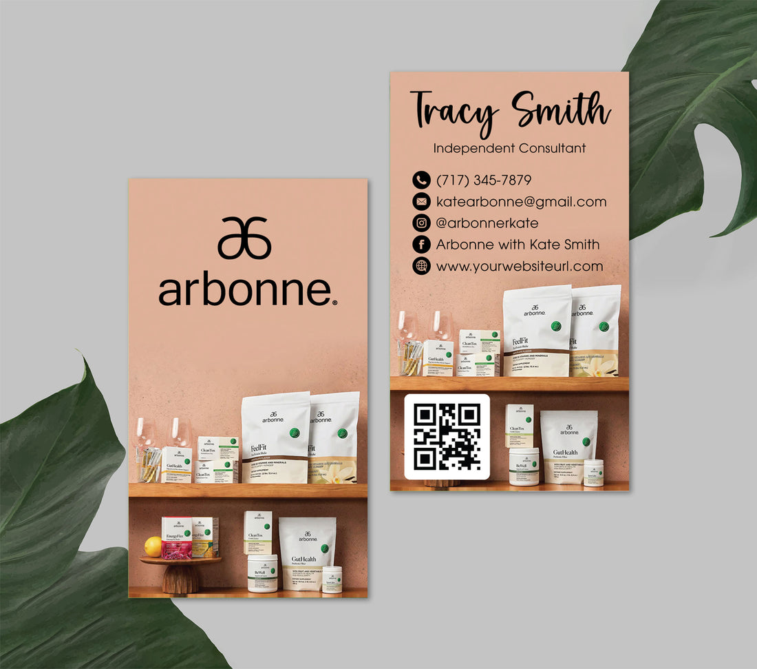 Arbonne Business Card QR Code, Personalized Arbonne Business Cards AB182