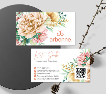 Arbonne Flower Business Card QR Code, Personalized Arbonne Business Cards AB185