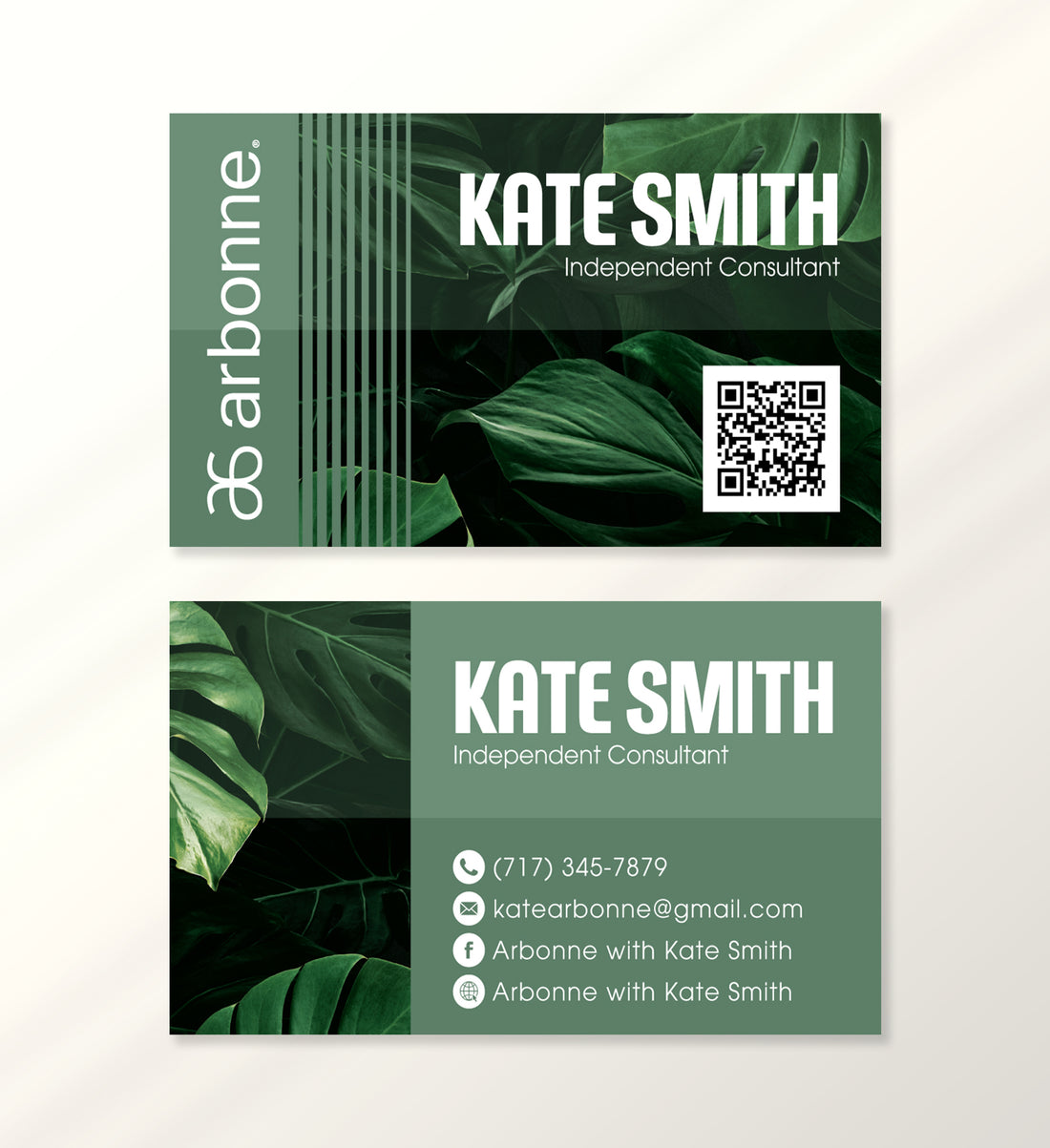 Arbonne Forest Style Business Card QR Code, Personalized Arbonne Business Cards AB190