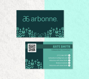 Arbonne Ocean Blue Business Card QR Code, Personalized Arbonne Business Cards AB188