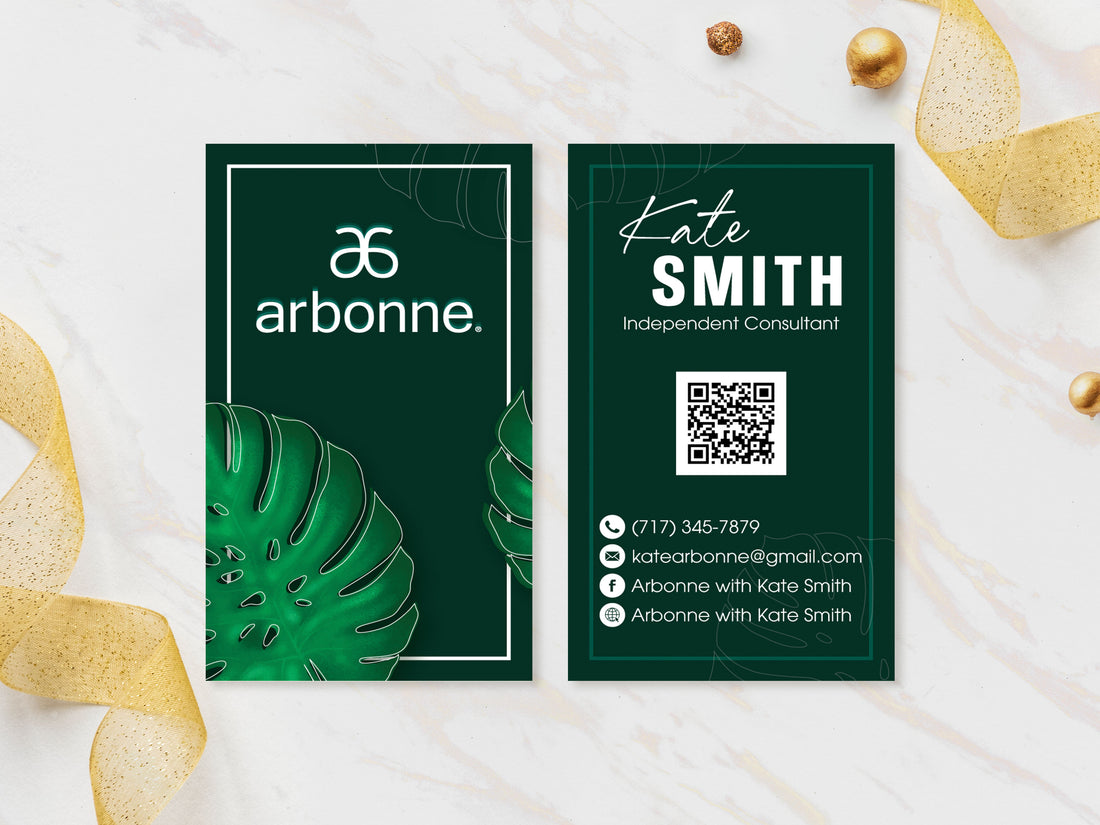 Arbonne Forest Style Business Card QR Code, Personalized Arbonne Business Cards AB191