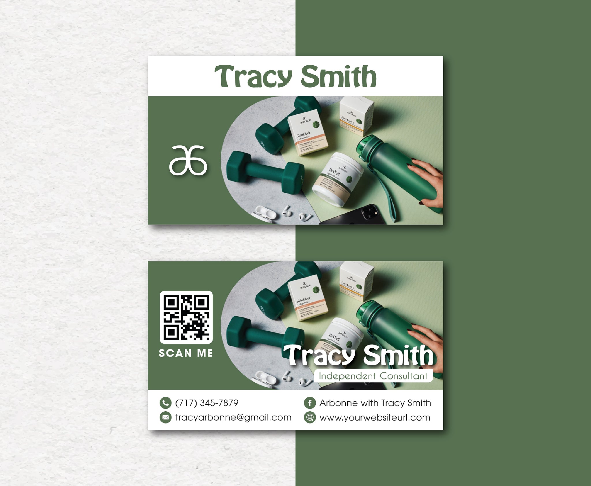 Modern Arbonne Business Card QR Code, Personalized Arbonne Business Cards AB171