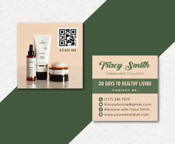 Arbonne Business Square Card QR Code, Personalized Arbonne Business Cards AB173