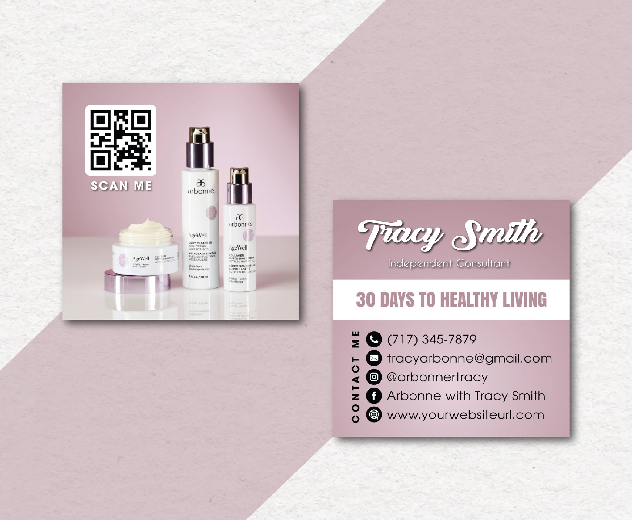 Arbonne AgeWell Business Card QR Code, Personalized Arbonne Business Cards AB174