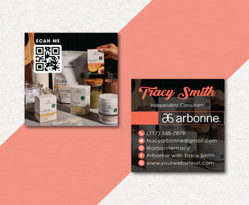 Arbonne Luxury Business Card QR Code, Personalized Arbonne Business Cards AB177