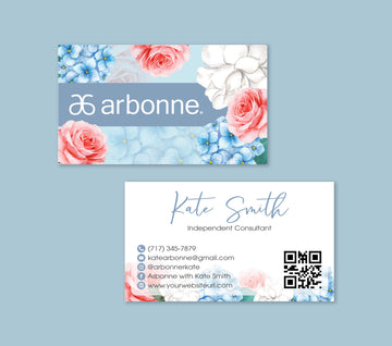 Arbonne Flower Business Card QR Code, Personalized Arbonne Business Cards AB181
