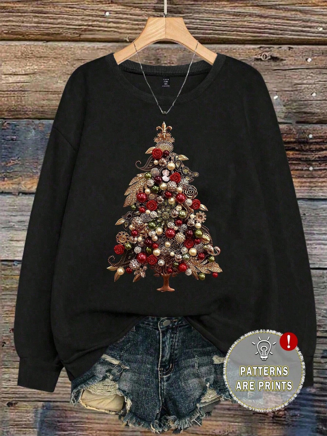 Wrap yourself in holiday cheer with this playful Christmas tree print sweatshirt! Featuring a charming festive design on a soft, cozy crew neck, it's the perfect piece for casual winter days and seasonal celebrations. The relaxed fit makes it ideal for layering or wearing solo, whether you're sipping hot cocoa, running errands, or getting into the holiday spirit. A wardrobe essential that brings warmth and whimsy to your cold-weather rotation.