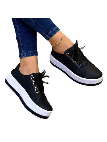 Step into comfort and confidence with these casual thick-soled lace-up flats! Featuring a stylish round toe and a durable sole, they’re perfect for all-day wear. Available in large sizes, these shoes bring fun and flair to your everyday look without sacrificing support. Lace them up and get ready to turn heads wherever you go!