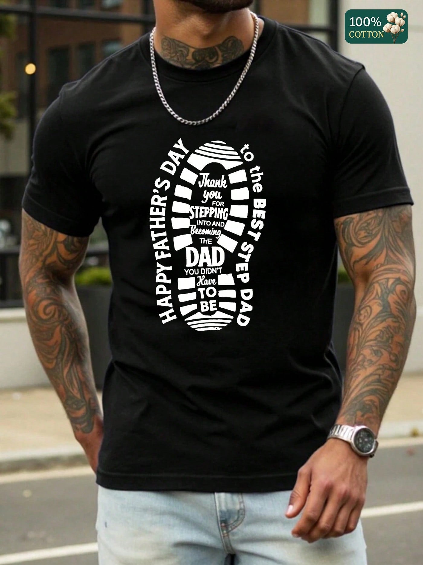 Show your step-dad some love this Father’s Day with our playful 100% cotton graphic tee! Soft, breathable, and designed for comfort, this shirt makes a fun and thoughtful gift that celebrates the special bond you share. Perfect for everyday wear, it’s sure to bring smiles and warm moments.