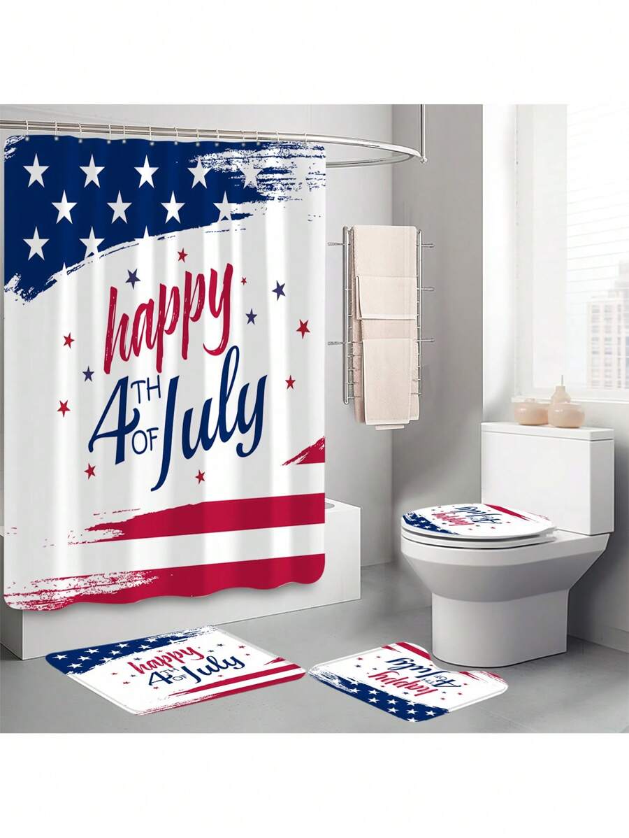 Add a festive touch to your bathroom with this 4-piece Independence Day decor set! Featuring a waterproof shower curtain, a comfy mat, and matching toilet seat covers, it’s designed to bring patriotic cheer while keeping your space dry and cozy. Perfect for celebrating in style and making every day feel like a holiday!
