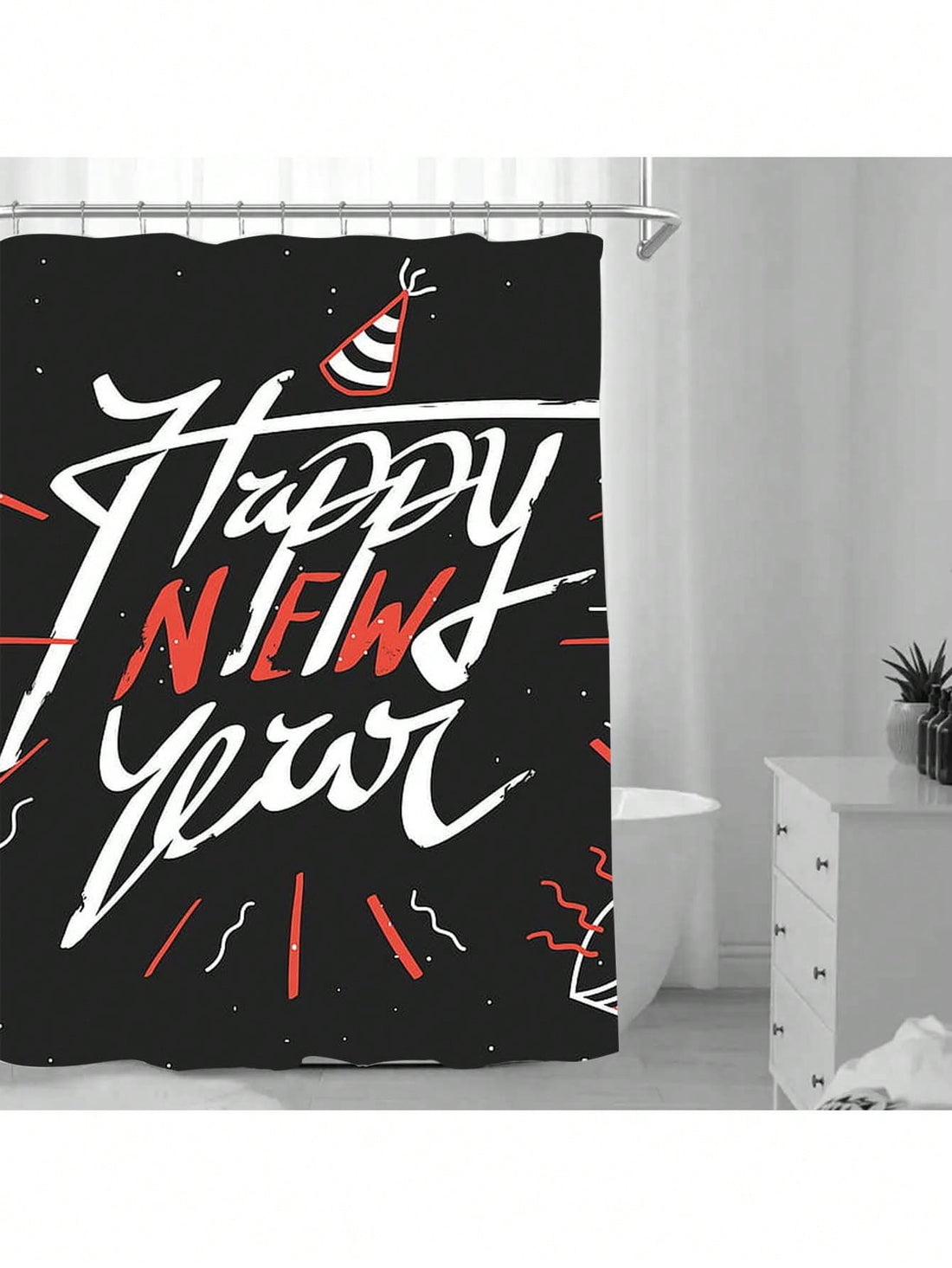 Celebrate the new year in style with our waterproof satin shower curtain! Easy to clean with machine washable materials, this bathroom decor adds a touch of luxury to your daily routine. Upgrade your space and keep the party going all year long!