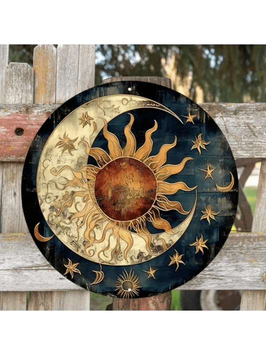 Add a touch of celestial style to your home or bar with our Celestial Charm metal wall sign. Featuring a stunning design of the moon and sun, this sign is perfect for elevating your decor. Made from high-quality metal, it is durable and stylish.