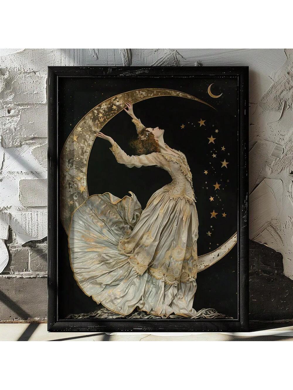 Embrace the mystique of the night with this hauntingly beautiful Celestial Goddess art print. Featuring an ethereal moon woman adorned with cosmic details, this unframed poster captures the essence of dark academia and cottagecore aesthetics. Perfect for creating a moody, enchanted atmosphere in bedrooms, studios, or reading nooks. 