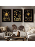 Enhance your home decor with the Celestial Harmony 3-Piece Mystic Sun, Moon & Star Wall Art Set. Featuring intricate designs of celestial bodies, this set will add a touch of mysticism to any room. Crafted with high-quality materials, it is a durable and stylish addition to your space.