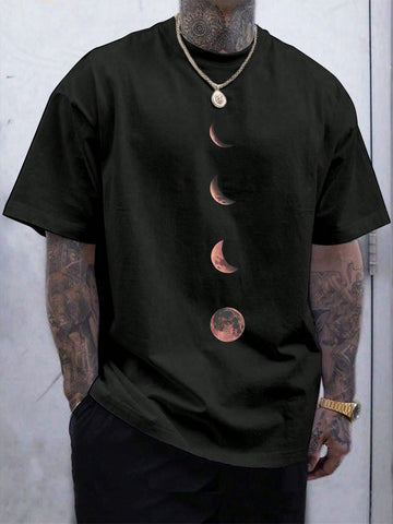 Add a touch of celestial style to your wardrobe with this Moon Pattern T-Shirt. Featuring a comfortable round neck and short sleeves, this quirky shirt is perfect for astronomy enthusiasts and fashion-forward individuals alike. Embrace the moon's energy and show off your unique sense of style with this one-of-a-kind shirt.