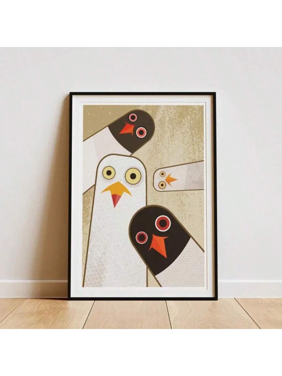 Add a bit of quirky charm to your living room or bedroom decor with this Charming 1960s Norse Seagulls Canvas Print. Featuring vintage wall art, this unique piece is sure to make a statement in your home. Perfect for anyone looking for a playful touch to their space.