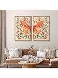 Add a splash of whimsy to your space with this delightful 2-piece framed canvas set featuring vibrant flower and butterfly prints. Perfect for mid-century modern and boho vibes, these charming artworks bring a playful touch of nature indoors, brightening any room with color and cheer. Easy to hang and sure to spark joy!