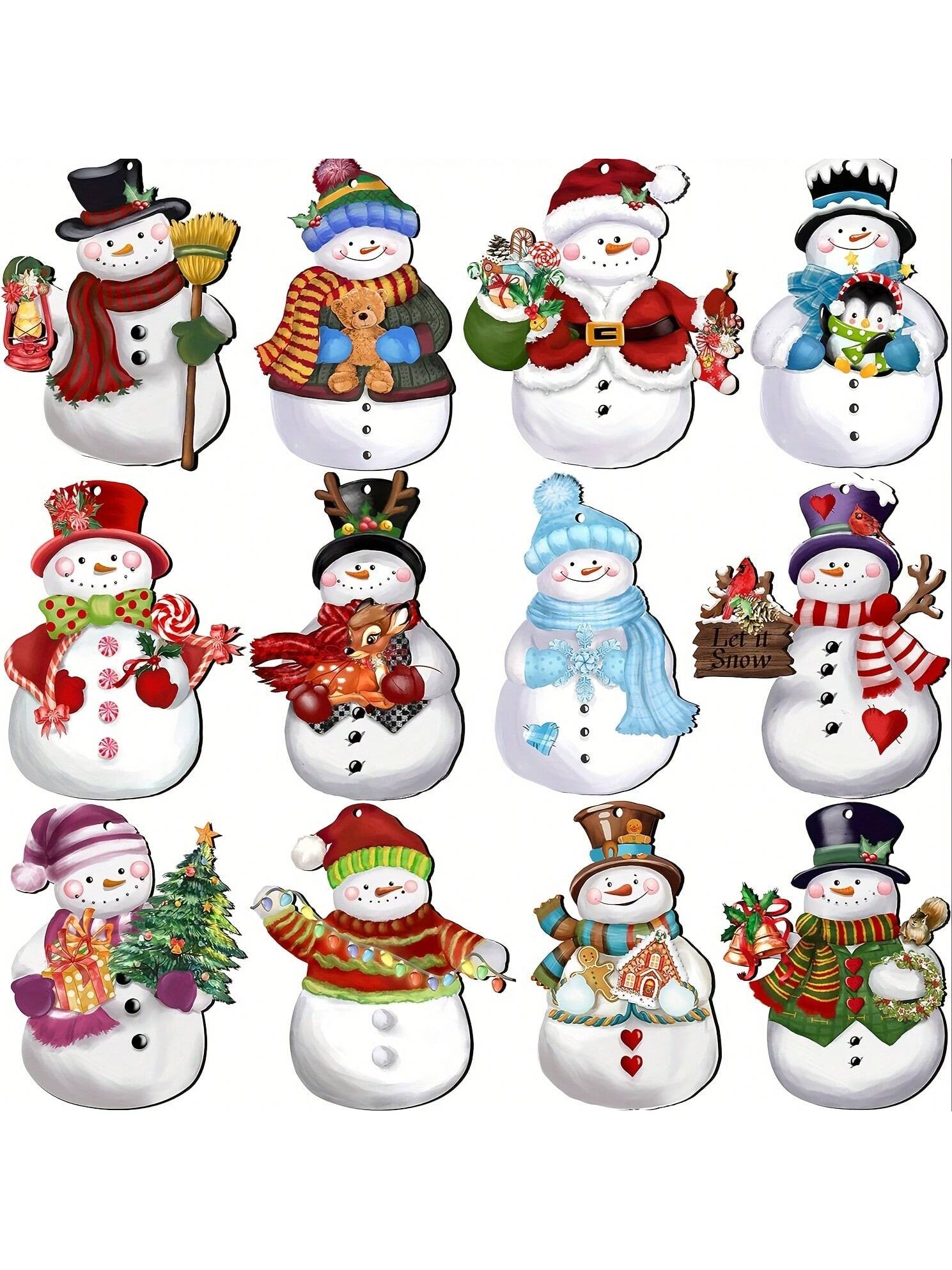 This 24-piece set of charming wooden snowman ornaments is perfect for adding a festive touch to your holiday decor and crafting projects. They are versatile and can be used for various purposes, making them a practical and decorative addition to your seasonal collection.
