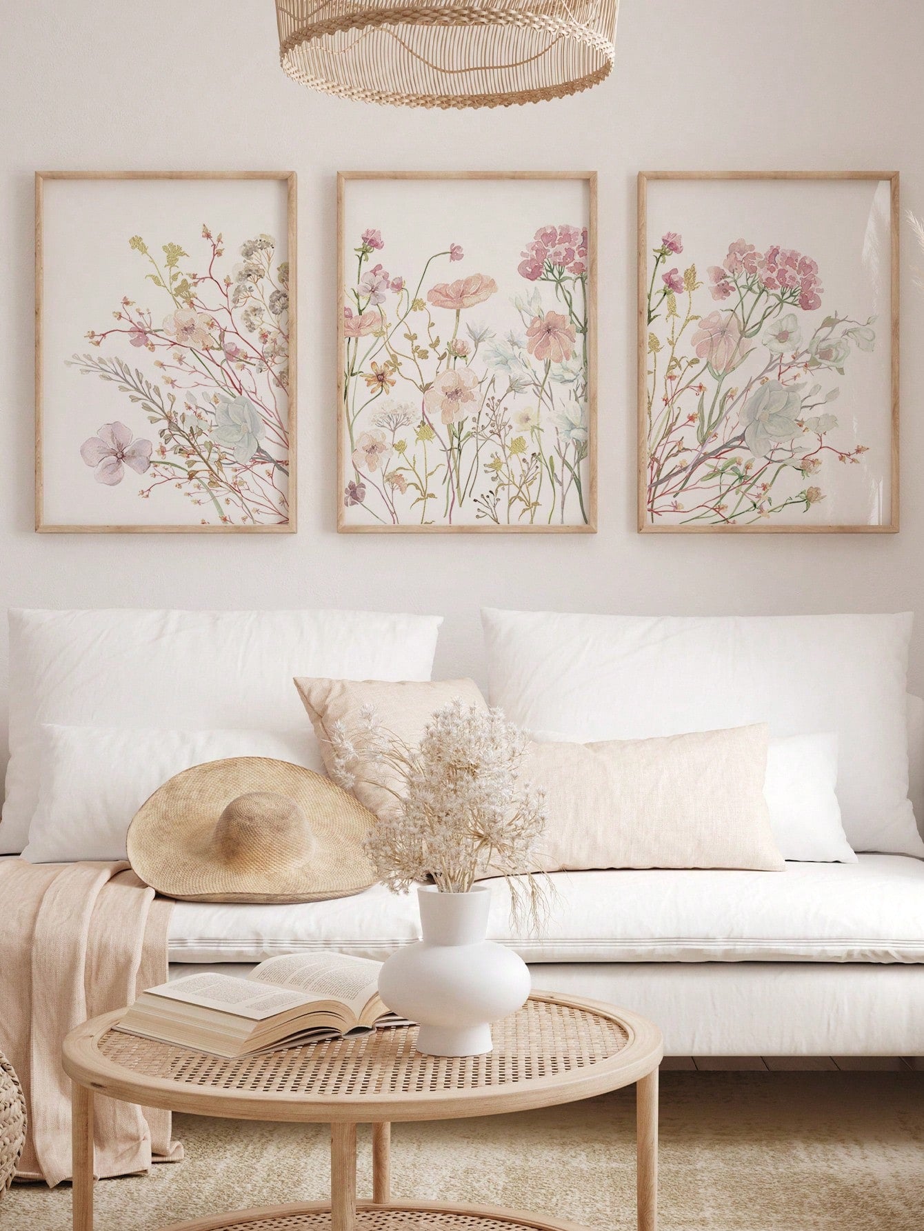 Add a touch of whimsy to any space with our Charming 3-Piece Pink Wildflowers Canvas Set. Perfect for girls' bedrooms or modern living spaces, this botanical wall art is sure to bring joy and warmth. Stand out from the ordinary with this lively and playful piece!