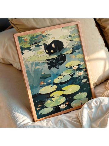 Whiskers meet zen in this delightful poster featuring an adorable black cat lounging among serene lotus leaves. Perfect for feline enthusiasts and anyone seeking a touch of whimsy in their space, this charming artwork blends playful cat personality with peaceful botanical vibes. Whether you're decorating a cozy corner, gifting a fellow cat lover, or adding personality to your walls, this poster brings instant charm and conversation-starting appeal. A purrfect way to celebrate your love for cats while embrac