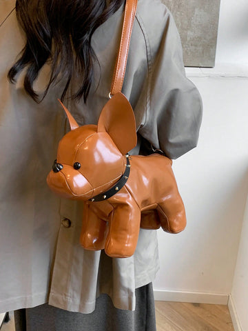 Be the talk of the town with this Charming Bulldog Plush Crossbody Bag! Made of stylish PU leather, this adorable shoulder bag is perfect for everyday use. Complete your outfit and show off your playful side with this unique and quirky accessory. (Woof!)