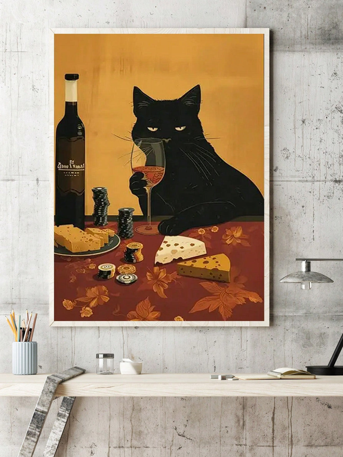 Add a splash of whimsy to your space with the Charming Cat Comics Red Wine Canvas Poster. This playful wall art blends adorable feline antics with a love for red wine, making it the perfect conversation starter for your living room or bedroom. Crafted on high-quality canvas, it brings a fun and lighthearted vibe that brightens any wall and tickles your sense of humor.