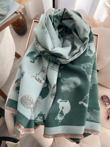 Elevate your style this autumn/winter with our Charming Cat Jacquard Scarf! Made with cozy faux cashmere, this accessory is perfect for staying warm while adding a touch of whimsy. The charming cat jacquard design is sure to turn heads and keep you stylish all season long.