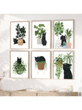This 6 piece canvas art collection is for the whimsical and quirky cat lover. Adorn your walls with charming cats and plants in vibrant prints. A playful addition to any space, this set adds a fun and unique touch to your home decor. Purr-fect for any feline fanatic!