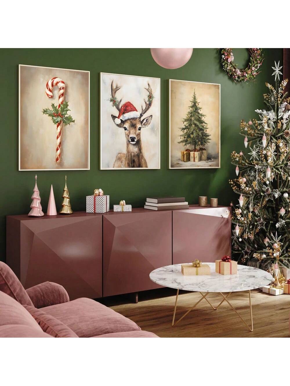 Enhance your festive home decor with our charming Christmas trio of unframed vintage reindeer and pine tree canvas posters. Expertly crafted to add a touch of nostalgia and warmth to any room, these high-quality posters will bring the holiday spirit into your home. Set the scene with our elegant and timeless designs.