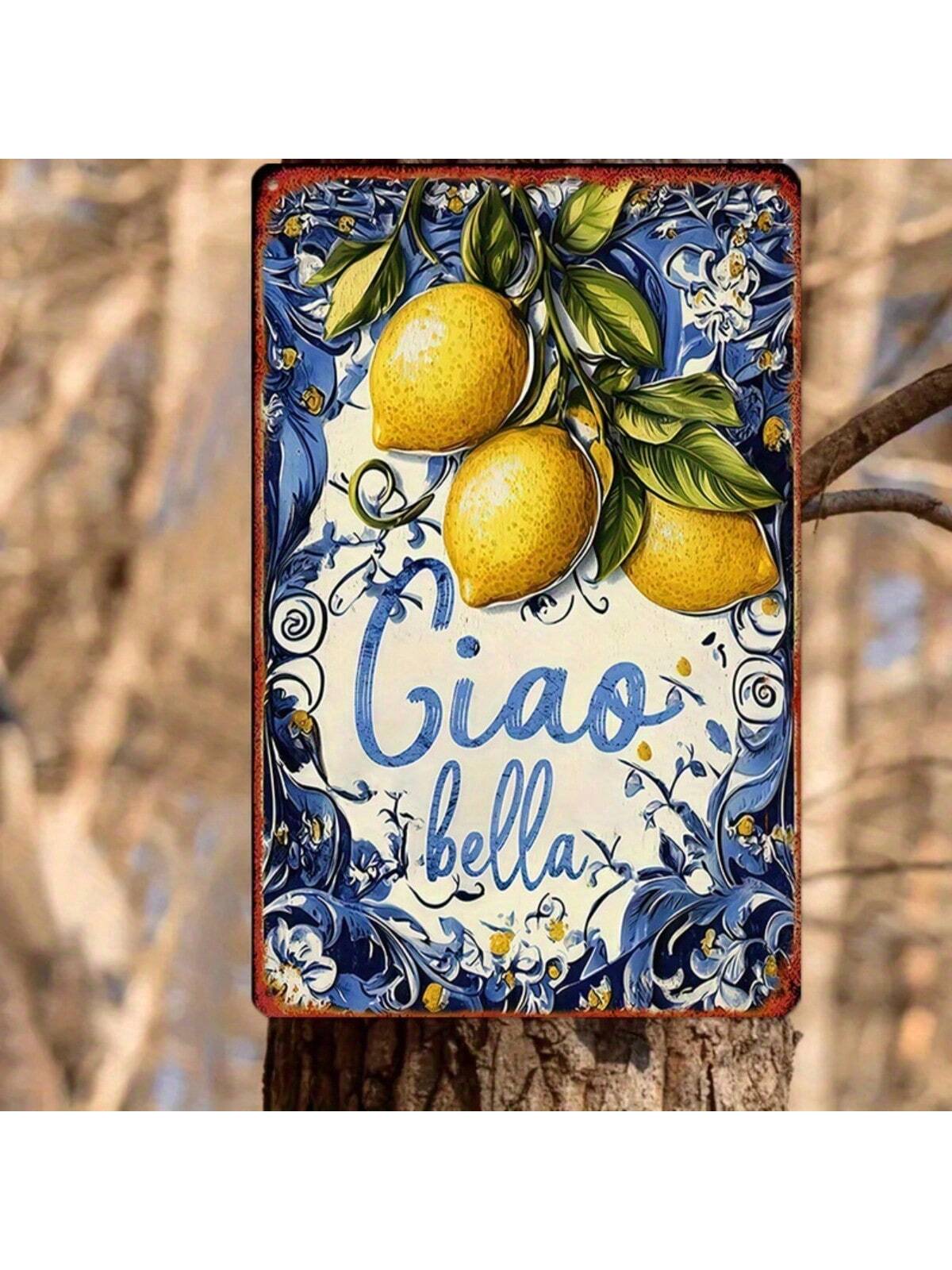Bring a splash of Italian charm to your space with this delightful "Ciao Bella" tin sign! Adorned with vibrant lemons and playful florals, it's the perfect way to add a sunny Mediterranean vibe to your kitchen or café. This eye-catching piece will have guests smiling and saying "bellissimo" before they even taste your cooking!