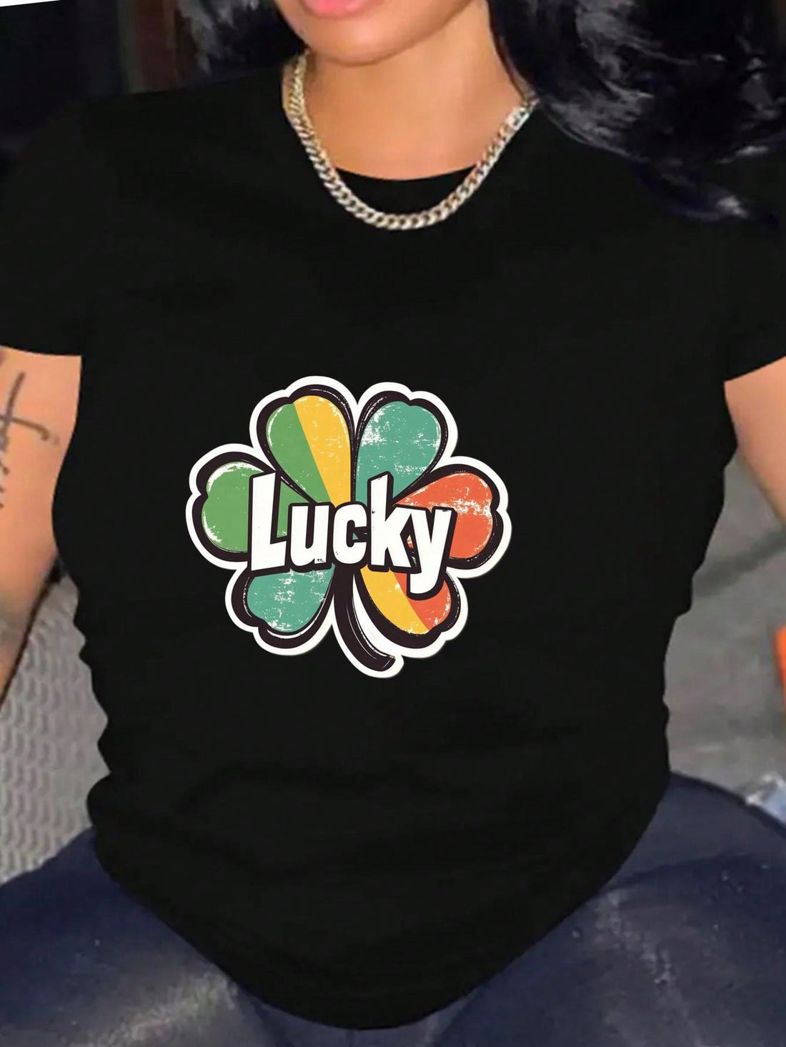 Join the lucky club with our Charming Clover T-Shirt! Designed for stylish and lightweight comfort, this crew neck tee features a charming clover graphic. Perfect for adding some fun and flair to your wardrobe. Don't miss out on this lucky charm!