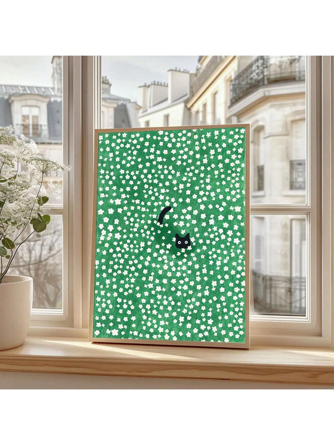 Bring whimsy to your walls with this delightful canvas print featuring cheerful daisies and an adorable cat. Perfect for cat lovers and nature enthusiasts alike, this piece combines botanical charm with feline personality. The soft, aesthetic design complements modern home decor while adding a touch of playful warmth to any room. Whether displayed in a bedroom, living room, or creative space, this canvas art creates an inviting focal point that sparks joy every time you glance at it. A purr-fect way to expr