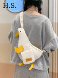 This duck-shaped crossbody bag is just what you need for a cute and trendy style. Its charming cartoon design will turn heads and its functionality will make it your go-to bag. Perfect for any girl looking to add some fun to their wardrobe. Quack up your fashion game!
