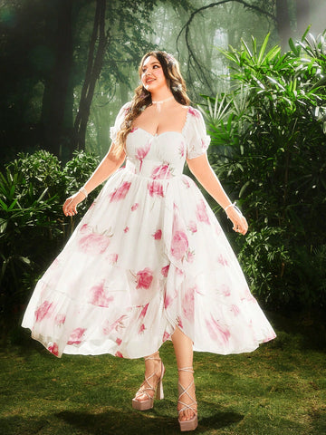 Get ready to charm on your next vacation with our Charming Floral Lace V-Neck Puff Sleeve Swing Dress! This elegant dress features delicate lace, a flattering v-neckline, and playful puff sleeves. Perfect for a fun and stylish vacation look.