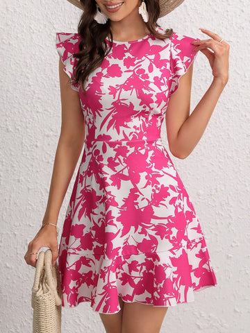 Effortlessly exude elegance in our Charming Floral Ruffle Trim Dress. Crafted with delicate ruffle accents, this dress offers a charming floral design for a feminine touch. Perfect for any occasion, you'll feel effortlessly dressed up and confident in this timeless piece.