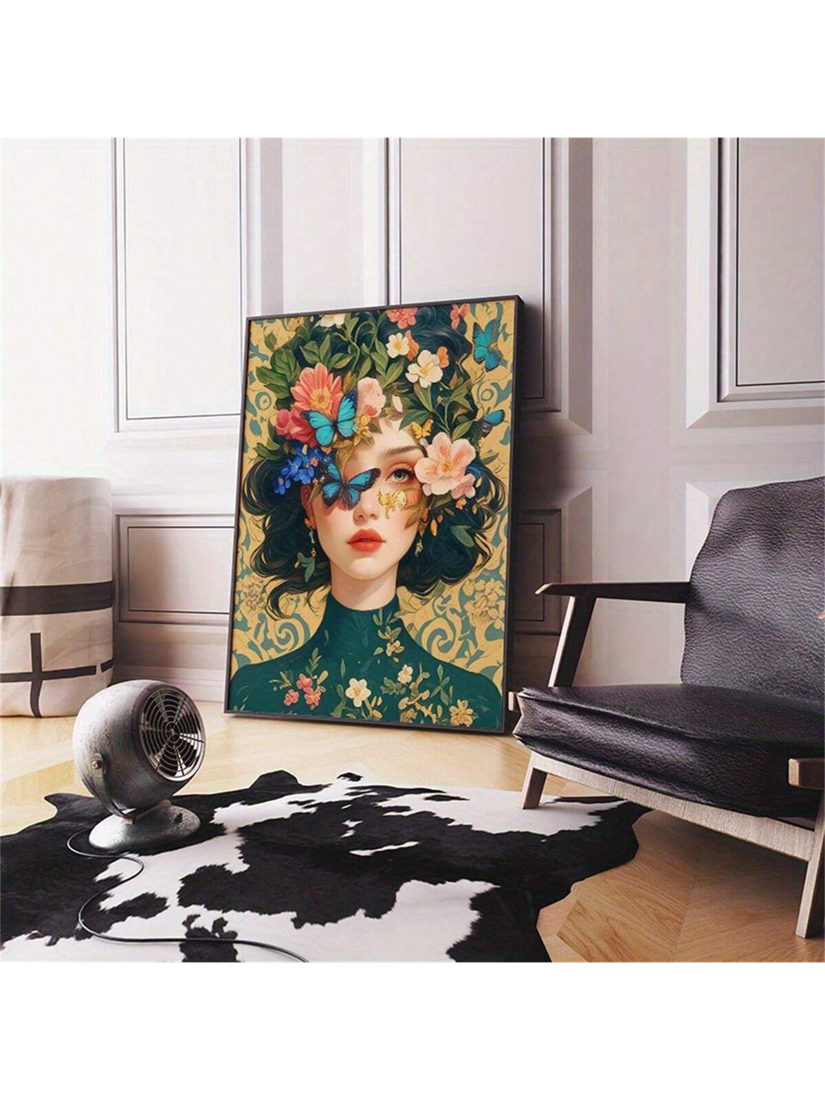 Add a pop of color to any room with this charming floral and butterfly woman canvas art! The vibrant design will instantly liven up your space, making it perfect for any decor style. Transform your walls into a beautiful focal point with this playful and unique piece.
