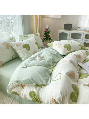 Add a splash of love to your space with this Charming Green Heart Pattern 4-Piece Bedding Set! Featuring a cozy duvet cover, matching pillowcases, and a soft bed sheet, it’s perfect for brightening up your home or dorm. The playful green heart design brings a fun, cheerful vibe that makes bedtime something to look forward to. Snuggle in style and let your room’s personality shine!