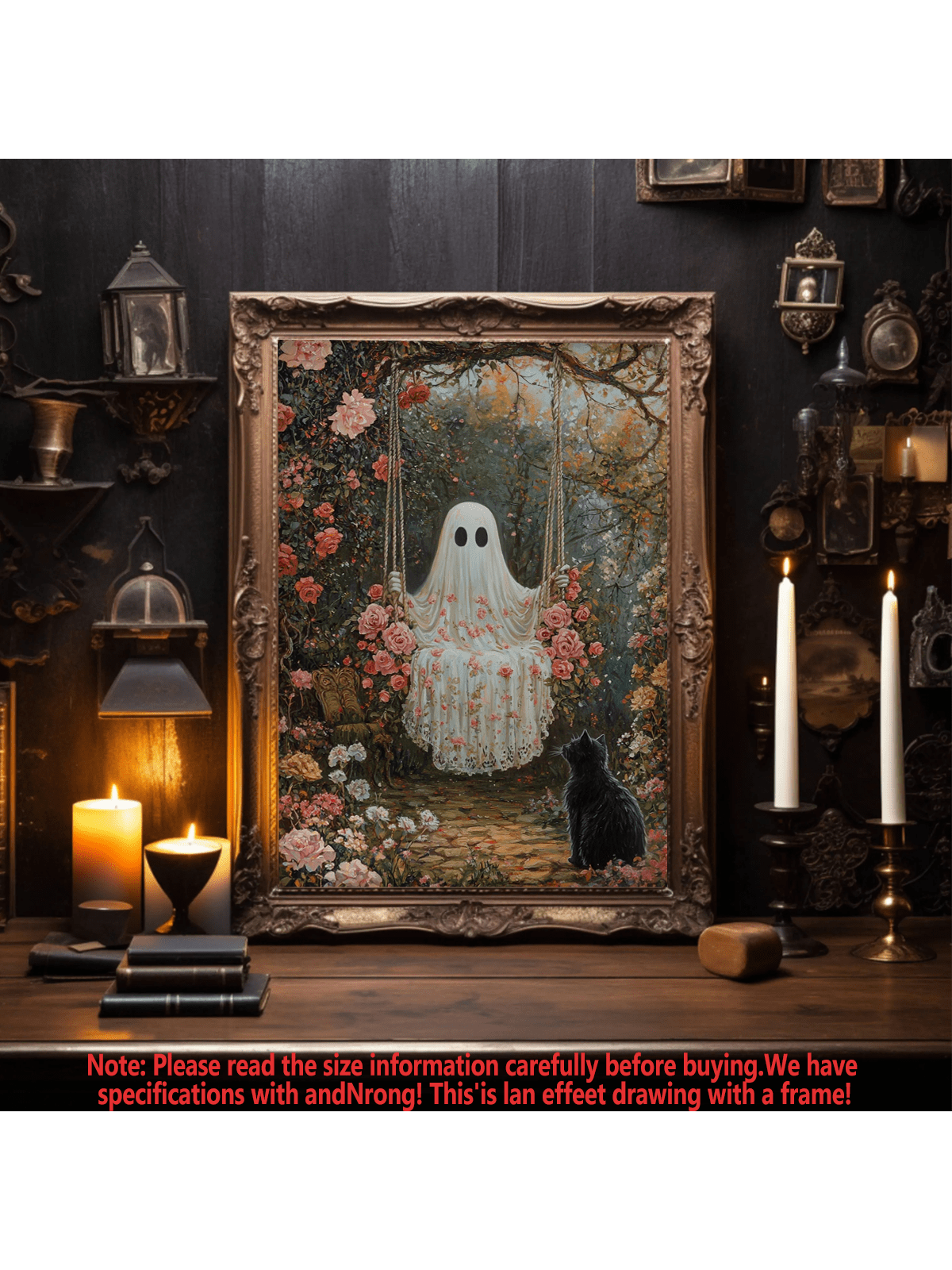 Add a playful touch to your Halloween decorations with this charming wall art poster featuring a friendly ghost and a curious black cat. Perfect for creating a spooky yet fun atmosphere, this poster brings festive spirit to any room. Easy to hang and sure to delight guests of all ages, it’s a must-have for your seasonal home decor.