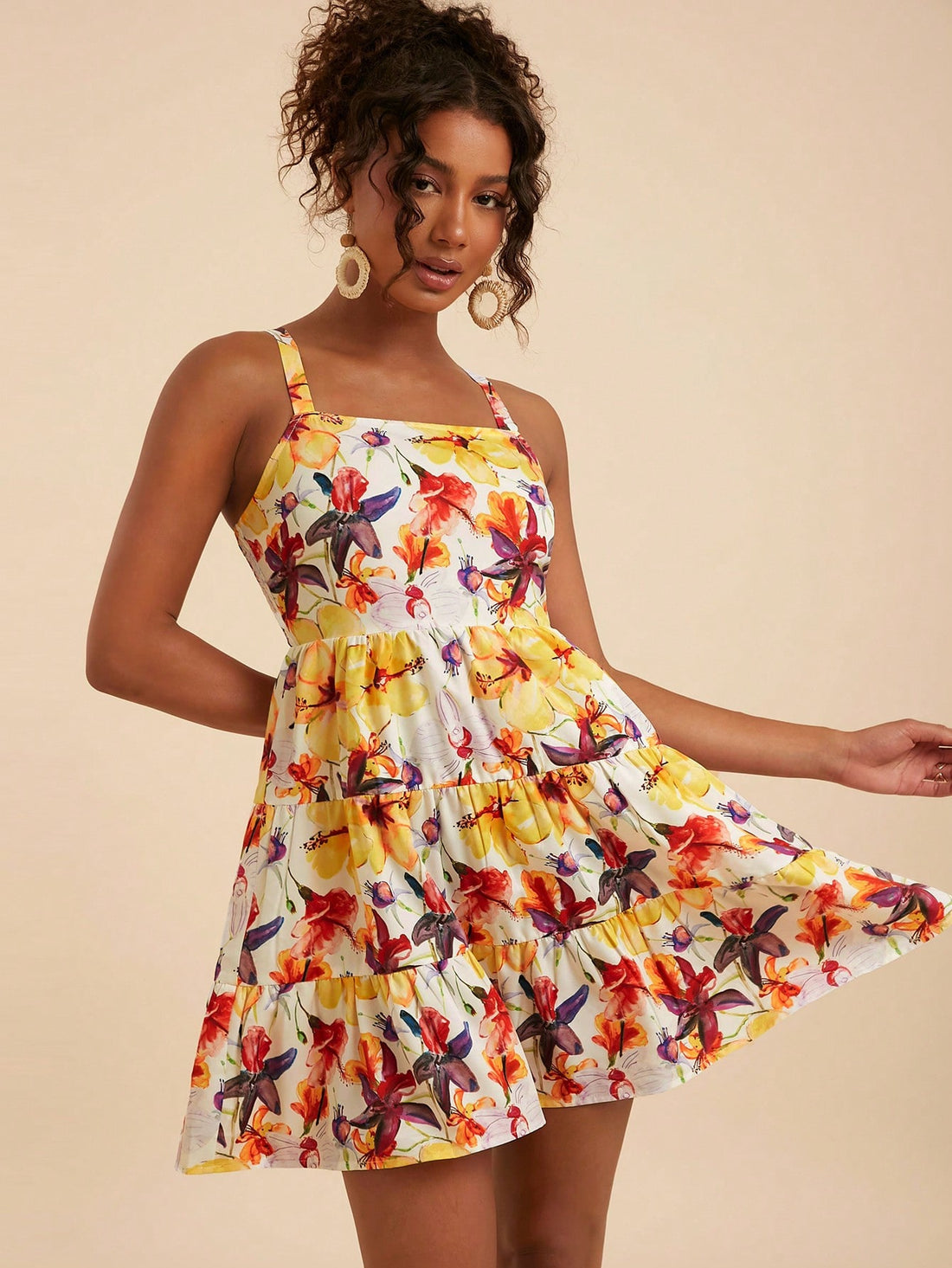 This playful cami dress features a delightful heart pattern and a flirty ruffle hem, perfect for adding a touch of charm to your summer wardrobe. Lightweight and breezy, it’s designed for effortless style and all-day comfort on sunny days and warm evenings.