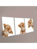Three piece Highland cow canvas set with watercolor calf portraits